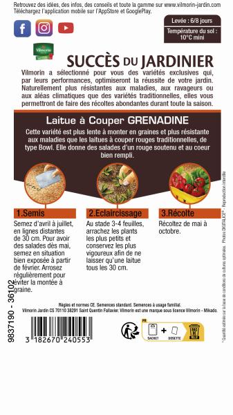 Potagères - Laitue à Couper Feuille de Chêne Grenadine - MEDIA_PACKAGING_VERSO